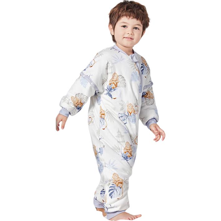 ibaby睡袋恒温婴儿睡袋宝宝分腿式连体睡衣抑菌防踢被【秋冬夹棉】AA 【秋冬款】金丝灵猴（室温16-20℃） 100码【身高90-100cm】