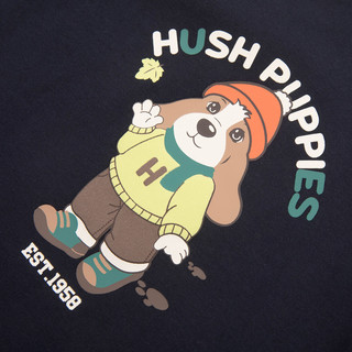 暇步士（Hush Puppies）童装儿童男大童2025秋季舒适百搭童趣可爱长袖圆领衫 藏蓝 110 cm
