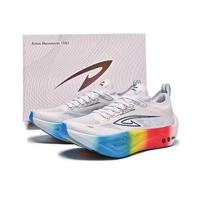 德尔惠DEERWAY猛将1.0超临界高回弹减震防滑耐磨全掌碳板科技跑步鞋男女 猛将1.0白彩虹 38.5