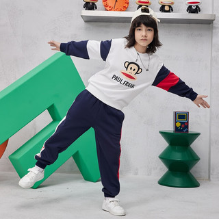 大嘴猴（paul frank）童装儿童套装2025秋冬季款中大童潮酷男女童宽松舒适中大童休闲装 090F米白 120