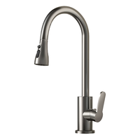 Rosecret【德国】厨房水龙头抽拉式全铜主体洗菜盆水槽洗碗菜池冷热龙头 三档阳台洗衣池水龙头【枪灰色】 双温增压防溅出水丨80CM进水管*2