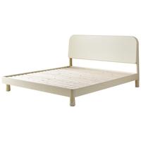 全友家居奶油风实木床1.8x2米小户型主卧室双人大床排骨架床+床垫组合 单床 1.8米【3A级橡胶木+床屏三挡高度可调】