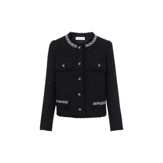 LANCY FROM25/朗姿 重工钉钻 女士外套  黑色 2XL