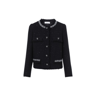  LANCY FROM25/朗姿 重工钉钻 女士外套  黑色 2XL