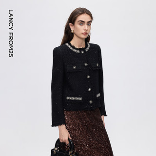  LANCY FROM25/朗姿 重工钉钻 女士外套  黑色 2XL