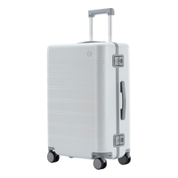 90分拉杆箱曼哈顿行李箱男女通用TSA密码锁旅行箱轻音万向轮无缝卡接 月光白 24英寸 (可托运)框体版