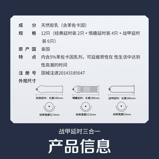 杜蕾斯（durex）持久延时避孕套 男套套 超长延时套套情趣用品女性快潮套 【持久全】战甲延时三合一12只