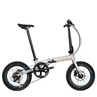 JAVA佳沃折叠车自行车16寸7变速成人便携通勤油碟铝合金城市单车X2 钛色【VOLATA】 16英寸 【禧玛诺7速】