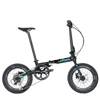 JAVA佳沃折叠车自行车16寸7变速成人便携通勤油碟铝合金城市单车X2 亮光黑 16英寸 【禧玛诺7速】