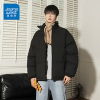 真维斯(JEANSWEST)棉服男女款冬季加厚保暖立领男士面包服情侣棉衣外套青少年棉袄男 黑色 4XL