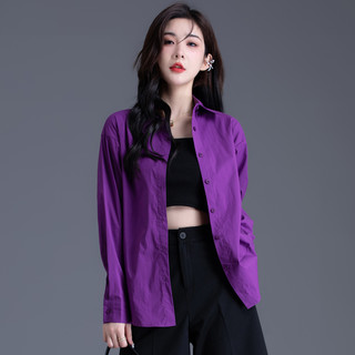 克莱因蓝色衬衫女2025新款春秋季女士上衣高级感衬衣时尚休闲外套