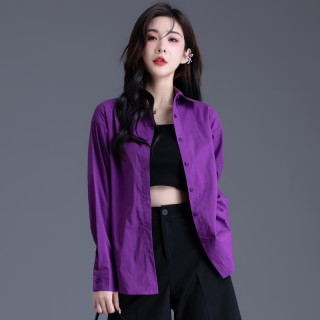 克莱因蓝色衬衫女2025春秋季女士上衣高级感衬衣时尚休闲外套 M