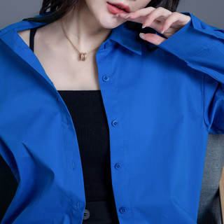 克莱因蓝色衬衫女2025新款春秋季女士上衣高级感衬衣时尚休闲外套