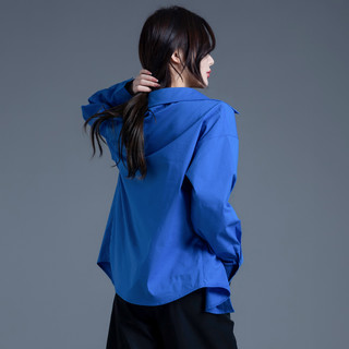 克莱因蓝色衬衫女2025新款春秋季女士上衣高级感衬衣时尚休闲外套