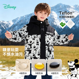 迪士尼（Disney）儿童棉服常规款冬季2025加厚保暖童装连帽外套洋气冬季棉衣潮 ZD4ES028黑色 100
