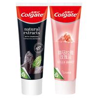 Colgate高露洁喜马拉雅玫瑰盐晶美白牙膏去牙渍清新护龈防蛀牙 【超值装】玫瑰盐115g+竹炭100g 【超值装】玫瑰盐牙膏2支