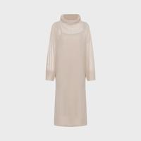 ZARA 【浪漫假日】女式慵懒松弛感假两件透视纯色开叉堆堆领连衣裙