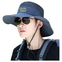 FitonTon防晒帽男遮阳帽夏户外大檐凉帽男登山透气钓鱼帽防紫外线太阳帽 深灰色(UPF1500+)