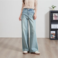 逸阳宽松阔版拖地直筒牛仔裤女2025年春季显高显瘦阔腿长裤子 怀旧蓝 常规 30