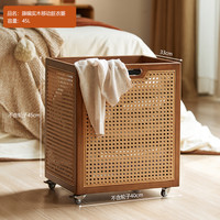 移动端：那澜多好 移动藤编脏衣篓 家用脏衣篮 衣服收纳筐 毛绒玩具收纳桶  轻奢 日式