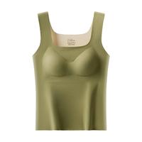 蕉轩德绒无痕保暖背心女款带胸垫免穿文胸加绒加厚打底上衣秋冬季