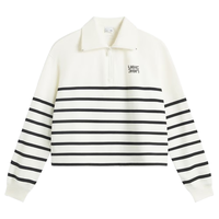 李宁 LI-NING翻领卫衣女子2025潮流复古条纹半拉链套头运动上衣AWDV372