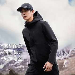 拓路者 连帽软壳衣 男款春秋户外夹克 黑色 M