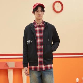 特步 连帽男士夹克保暖针织外套舒适百搭校园男式外套