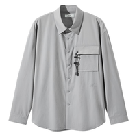 GXG男装【防晒】 弹力面料长袖衬衫通勤休闲衬衣上装 25夏季新品 灰色 M