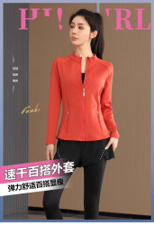 雪琅风 大码瑜伽立领外套女春秋胖mm跑步宽松显瘦运动服速干上衣开衫