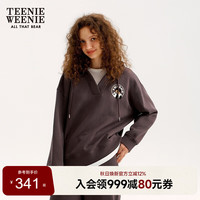 Teenie Weenie小熊女装卫衣女冬季学院简约休闲假两件连帽刺绣上衣 煤灰色 M (165/)