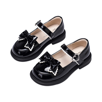 富罗迷女童皮鞋春秋季甜美蝴蝶结公主鞋中大童学院风软底单鞋 黑色 29