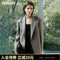 KEIGAN/开间黑标意大利BESTE轻盈亚麻暗闪条纹手工米兰眼西装套装 黑巧棕(西装) S 34