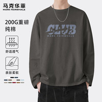 马克华菲春秋男士长袖T恤潮牌印花纯棉透气宽松大码休闲日常外穿内搭上衣 【纯棉】- 中灰#JMK五星俱乐部 XL
