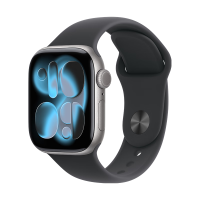 国家补贴：Apple WatchS11智能手表GPS款42毫米深空灰色铝金属表壳黑色运动型表带M/L-联通补贴