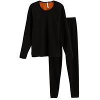 红豆秋冬女款加绒加厚内衣全贴柔软舒适黄金暖甲保暖内衣套装 女款黑色 L 170/95