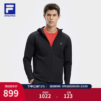 FIA 斐乐官方男士针织连帽外套秋季新款健身户外运动防晒上衣 -BK