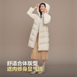 波司登 90绒 中长款连帽高充绒羽绒服