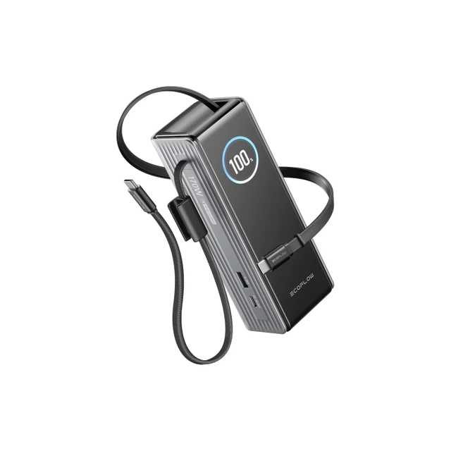 ECOFLOW 25000mAh自带伸缩线100W快充移动电源