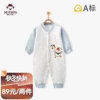 班杰威尔（Banjvall）婴儿衣服秋冬季夹棉连体衣0-2岁男女宝宝纯棉长袖睡衣新生儿哈衣 加厚蓝企鹅哈衣 90cm (12-18个月身高79-90cm)