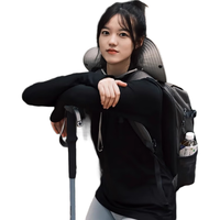 迪卡侬秋冬跑步户外运动保暖女士拉链长袖速干T恤肉粉色-5195483