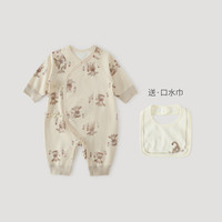 巴厘小猪婴儿衣服新生儿纯棉a类春秋哈衣爬爬服初生儿睡衣秋季宝宝连体衣 咩咩花园 【送口水巾】 59cm