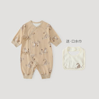 巴厘小猪婴儿衣服新生儿纯棉a类春秋哈衣爬爬服初生儿睡衣秋季宝宝连体衣 雪豹乐园 【送口水巾】 73cm