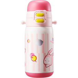 babycare 儿童三饮保温杯水杯水壶宝宝学饮吸管杯316L不锈钢上学+ 免换盖3饮粉550ml