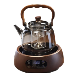 全度 玻璃提梁壶家用小型电陶炉煮茶器烧水壶大容量保温玻璃茶壶 提梁壶（烟灰色）+康米电陶