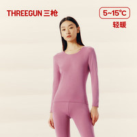 三枪（THREEGUN）秋衣秋裤男女套装纯棉薄款轻暖抗静电保暖内衣吸汗透气 蔷薇红（女圆领） XL