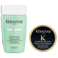 卡诗 KÉRASTASE新双重功能洗发水80ml+黑钻钥源发膜75ml 双重洗发水80ml+黑钻发膜75ml