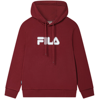 FILA斐乐款连帽卫衣2025秋季休闲宽松针织长袖上衣 【加绒版】深褐酒红-WI M