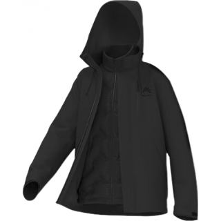 鸭鸭羽绒服 鸭鸭王一博同款冰壳冲锋衣羽绒服男冬季新款三合一户外三防情侣女外套 青光黑色
