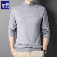 罗蒙(ROMON)半高领毛衣男2025秋冬中青年商务休闲针织衫纯色打底衫 灰色 M (体重100-115斤)